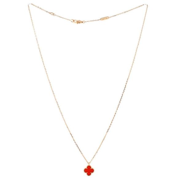 Van Cleef & Arpels Sweet Alhambra Pendant Necklace 18K Rose Gold and Carnelian - - Picture 3 of 4